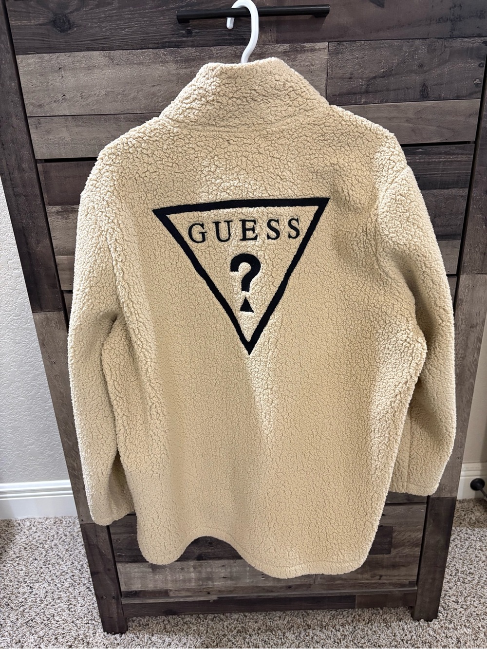 GUESS Men’s Triangle Faux-Sherpa Full-Zip Jacket XL